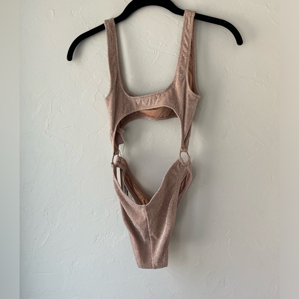 Shimmer Cutout One-Piece Swimsuit - Champagne - Picture 7 of 7